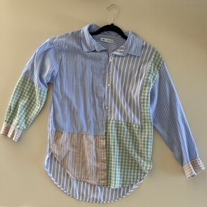 Zara Light Blue and White Striped Shirt